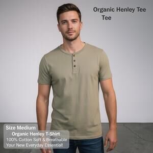 Organic Henley Tee T-Shirt Medium